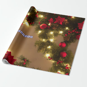 Pattern of Christmas tree with red bows Wrapping Paper