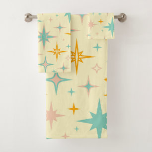 Pattern of colorful retro stars bath towel set