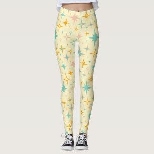 Pattern of colorful retro stars leggings