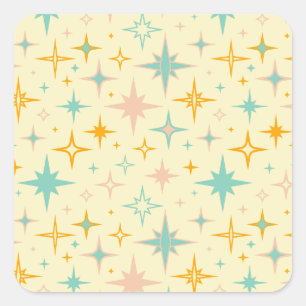 Pattern of colorful retro stars square sticker