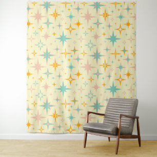 Pattern of colorful retro stars tapestry