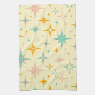 Pattern of colorful retro stars tea towel