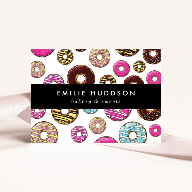 Pattern Of Colourful Doughnuts, Cake Shop, Pastry  Business Card (Creator Uploaded)