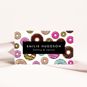 Pattern Of Colourful Doughnuts, Cake Shop, Pastry Business Card