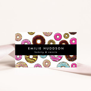 Pattern Of Colourful Doughnuts, Cake Shop, Pastry Business Card