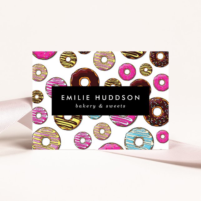 Pattern Of Colourful Doughnuts, Cake Shop, Pastry  Business Card (Creator Uploaded)