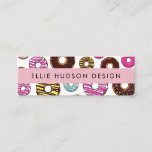 Pattern Of Colourful Doughnuts, Cake Shop, Pastry Mini Business Card