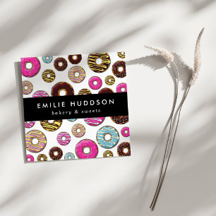 Pattern Of Colourful Doughnuts, Cake Shop, Pastry Square Business Card