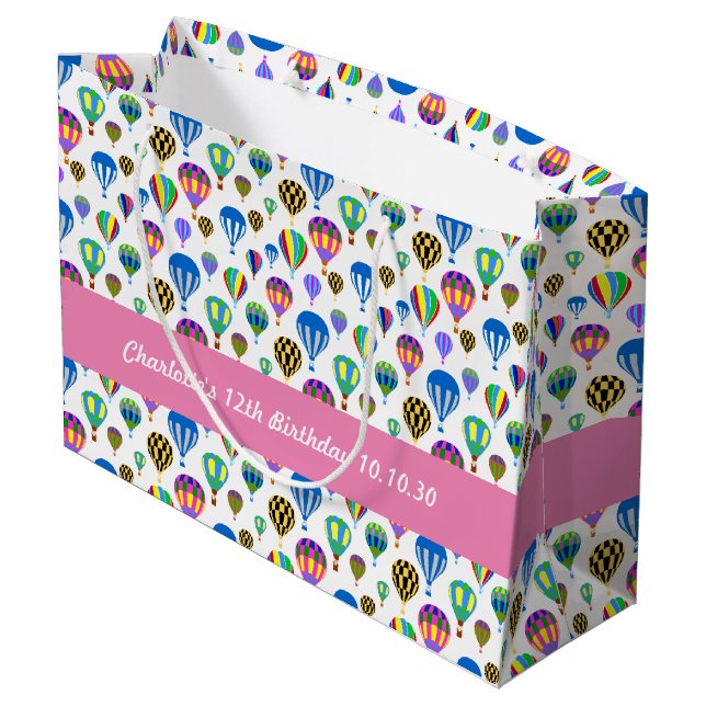 Pattern Of Colourful Hot Air Balloon Images Large Gift Bag (Back Angled)