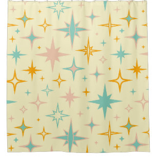 Pattern of colourful retro stars shower curtain