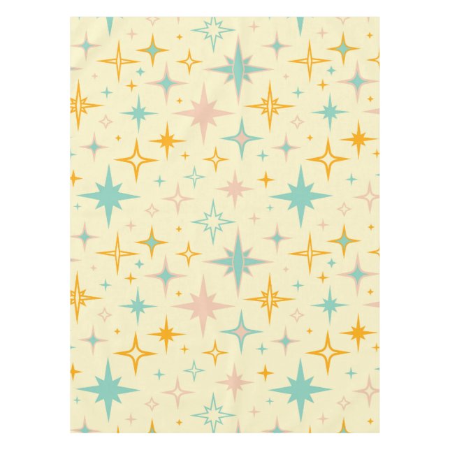 Pattern of colourful retro stars tablecloth (Front)
