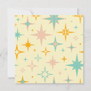 Pattern of colourful retro stars thank you card