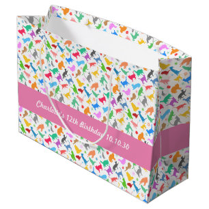 Pattern Of Colourful Silhouettes Of Cats Large Gift Bag