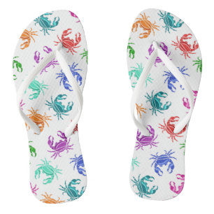 Pattern Of Crabs Flip Flops