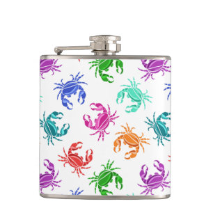 Pattern Of Crabs Hip Flask