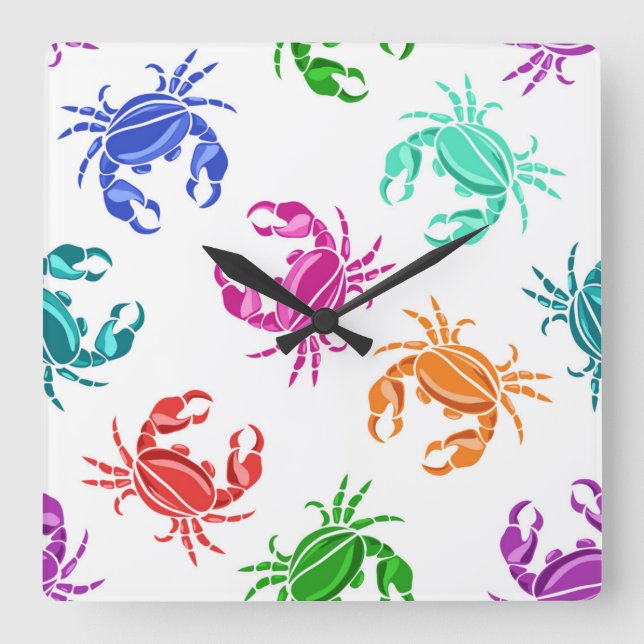Pattern Of Crabs Square Wall Clock (Front)
