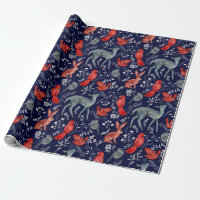 Pattern Of Cute Forest Animals On Navy Blue