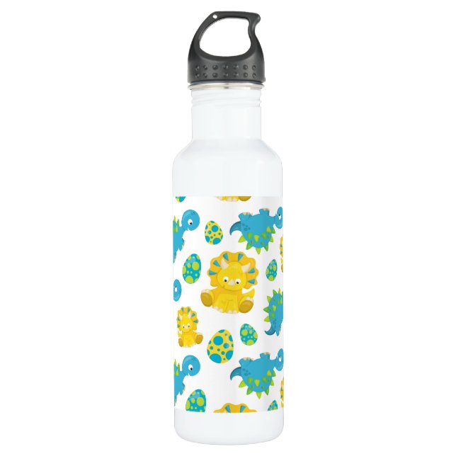 Pattern Of Dinosaurs, Cute Dinosaurs, Baby Dino 710 Ml Water Bottle (Front)