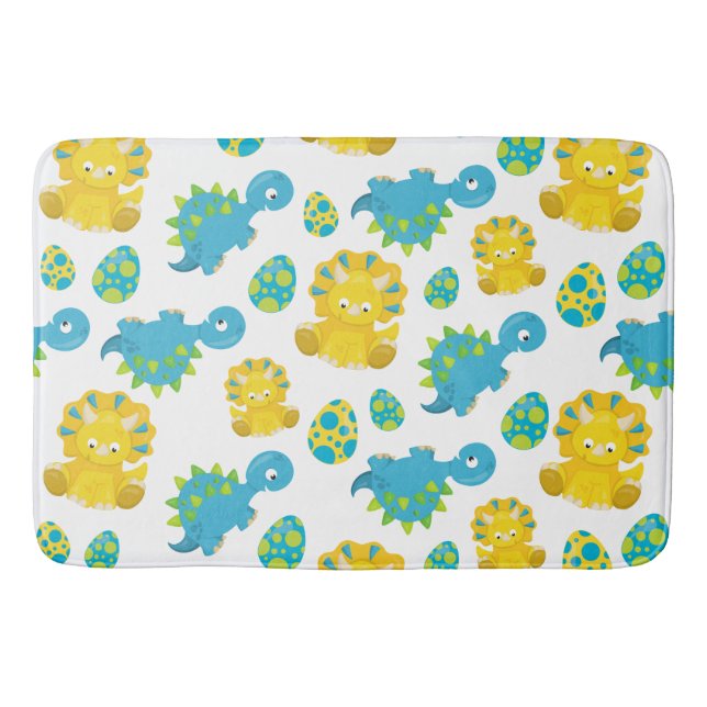 Pattern Of Dinosaurs, Cute Dinosaurs, Baby Dino Bath Mat (Front)