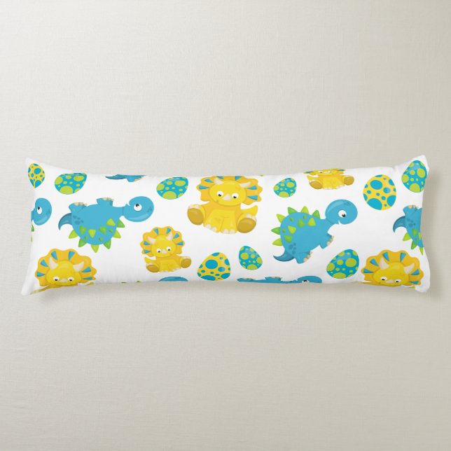 Pattern Of Dinosaurs, Cute Dinosaurs, Baby Dino Body Cushion (Front)