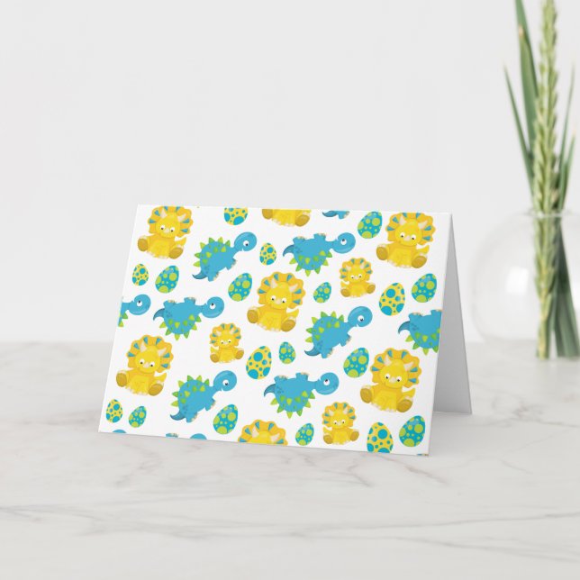 Pattern Of Dinosaurs, Cute Dinosaurs, Baby Dino Card (Front)