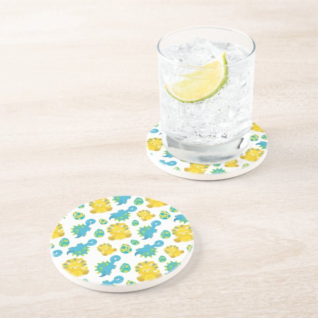Pattern Of Dinosaurs, Cute Dinosaurs, Baby Dino Coaster (Side)