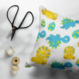 Pattern Of Dinosaurs, Cute Dinosaurs, Baby Dino Decorative Cushion