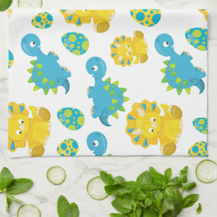 Pattern Of Dinosaurs, Cute Dinosaurs, Baby Dino Tea Towel