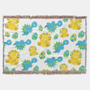 Pattern Of Dinosaurs, Cute Dinosaurs, Baby Dino Throw Blanket