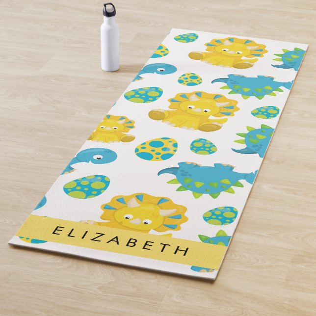 Pattern Of Dinosaurs, Cute Dinosaurs, Your Name Yoga Mat (In Situ)