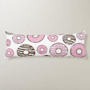 Pattern Of Donuts, Pink Donuts, White Donuts  Body Cushion