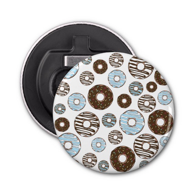 Pattern Of Doughnuts, Blue Doughnuts, Brown Doughn Bottle Opener (Front)