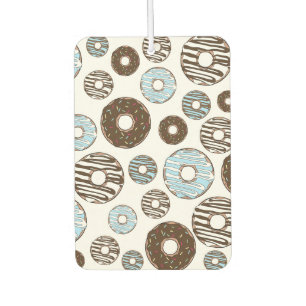 Pattern Of Doughnuts, Blue Doughnuts, Brown Doughn Car Air Freshener