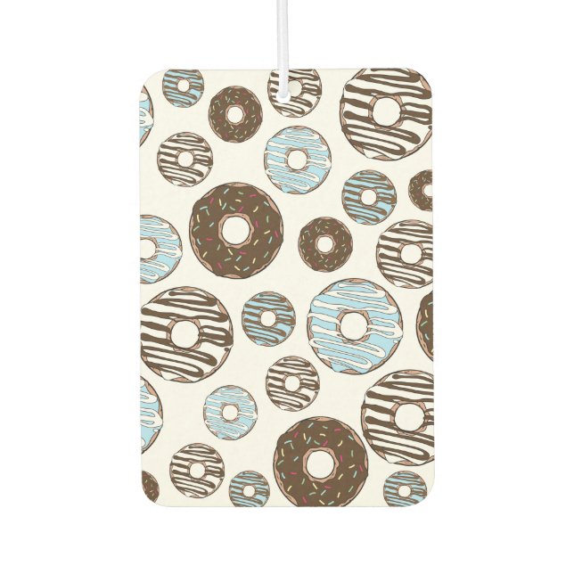Pattern Of Doughnuts, Blue Doughnuts, Brown Doughn Car Air Freshener (Front)