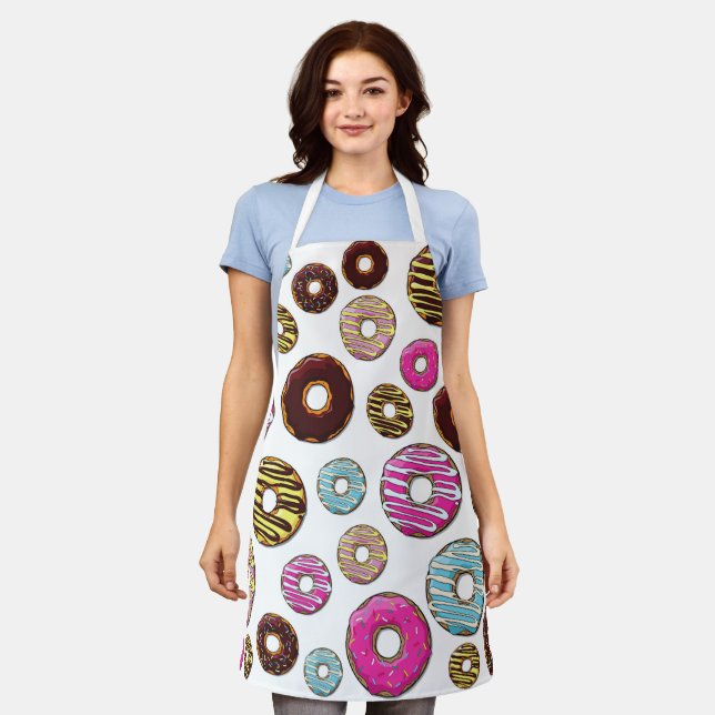 Pattern Of Doughnuts, Colourful Doughnuts, Sprinkl Apron (Worn)