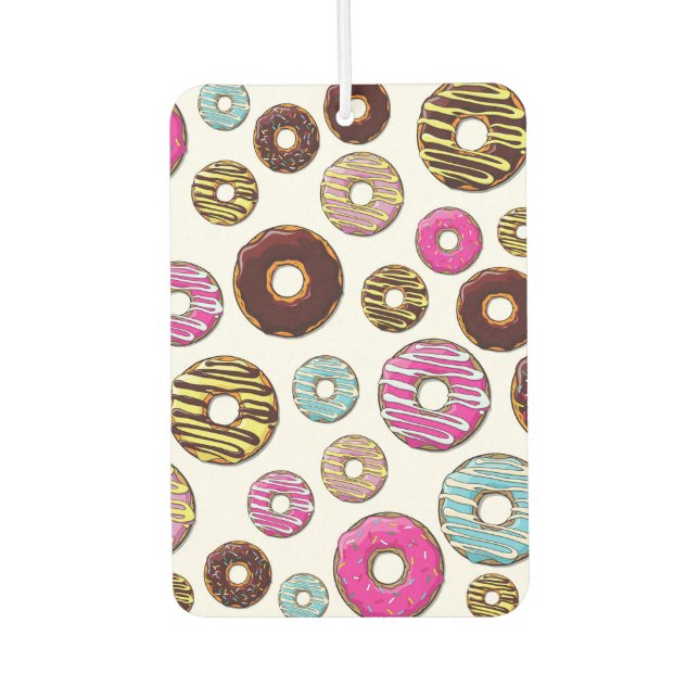 Pattern Of Doughnuts, Colourful Doughnuts, Sprinkl Car Air Freshener (Front)