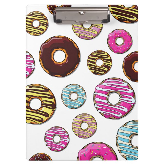 Pattern Of Doughnuts, Colourful Doughnuts, Sprinkl Clipboard (Front)