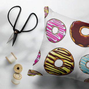 Pattern Of Doughnuts, Colourful Doughnuts, Sprinkl Decorative Cushion