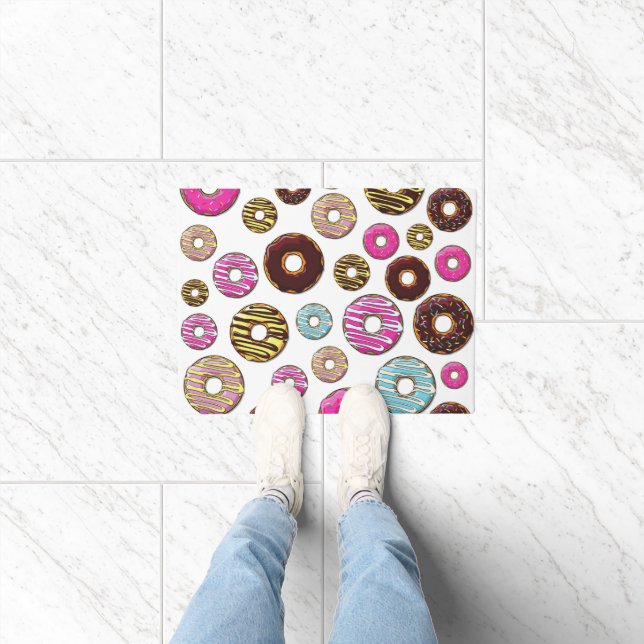 Pattern Of Doughnuts, Colourful Doughnuts, Sprinkl Doormat (Indoor)
