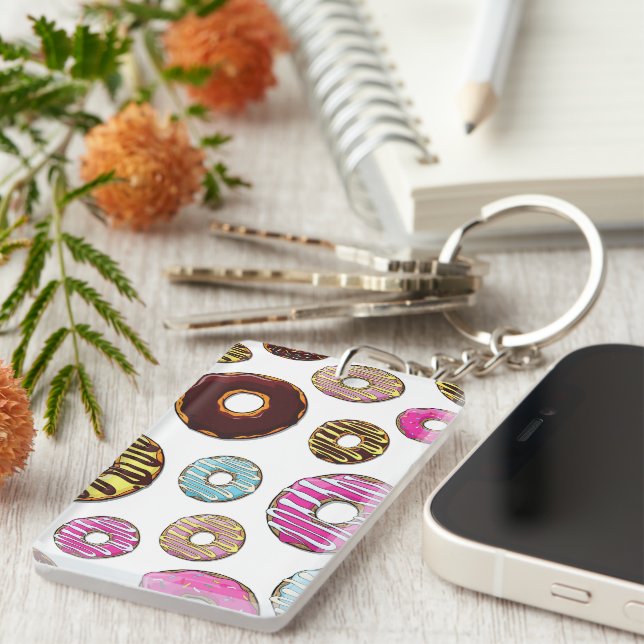 Pattern Of Doughnuts, Colourful Doughnuts, Sprinkl Key Ring (Front Right)
