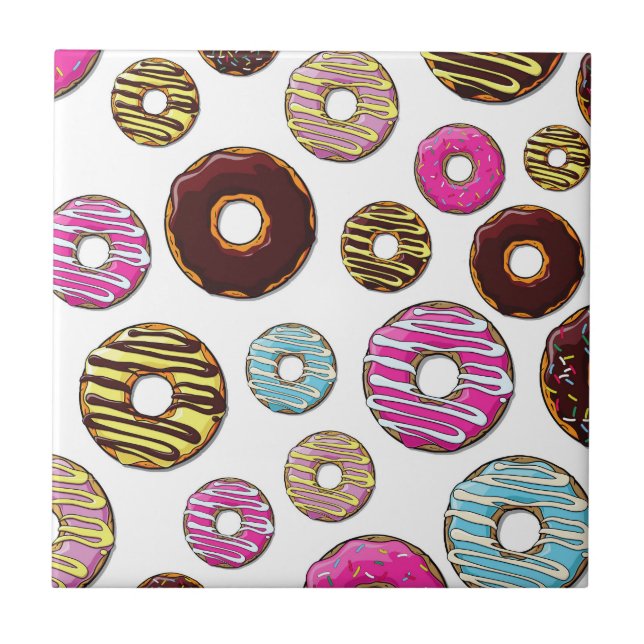 Pattern Of Doughnuts, Colourful Doughnuts, Sprinkl Tile (Front)