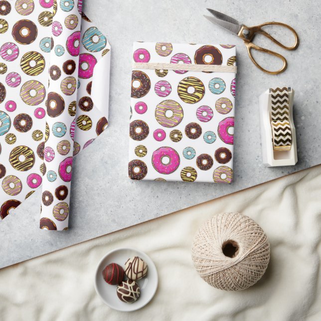 Pattern Of Doughnuts, Colourful Doughnuts, Sprinkl Wrapping Paper (Crafts)