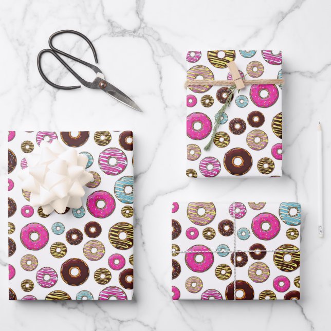 Pattern Of Doughnuts, Colourful Doughnuts, Sprinkl Wrapping Paper Sheet (Front)