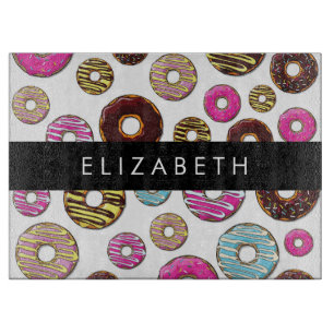 Pattern Of Doughnuts, Colourful Doughnuts, Your Na Cutting Board