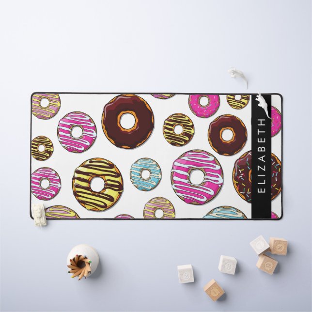 Pattern Of Doughnuts, Colourful Doughnuts, Your Na Desk Mat (Kids Table)