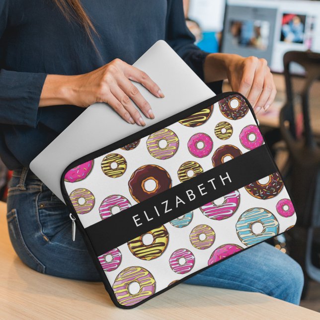Pattern Of Doughnuts, Colourful Doughnuts, Your Na Laptop Sleeve (Creator Uploaded)