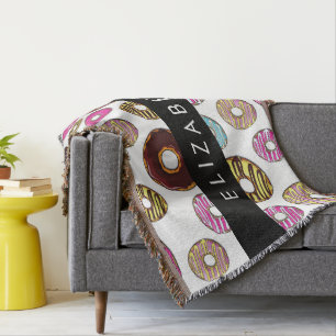 Pattern Of Doughnuts, Colourful Doughnuts, Your Na Throw Blanket