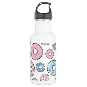 Pattern Of Doughnuts, Pink Doughnuts, Blue Doughnu 532 Ml Water Bottle