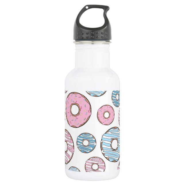 Pattern Of Doughnuts, Pink Doughnuts, Blue Doughnu 532 Ml Water Bottle (Front)