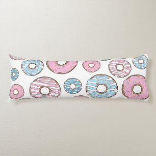 Pattern Of Doughnuts, Pink Doughnuts, Blue Doughnu Body Cushion